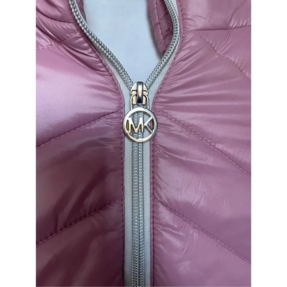Michael Kors Girls Quilted Sherpa Lined Puffer Coat Pink Size 10/12
